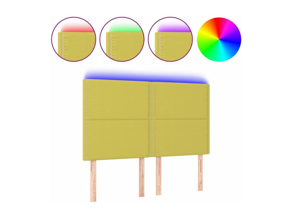 Tête de lit à LED Vert 144x5x118/128 cm Tissu 87317FTEF