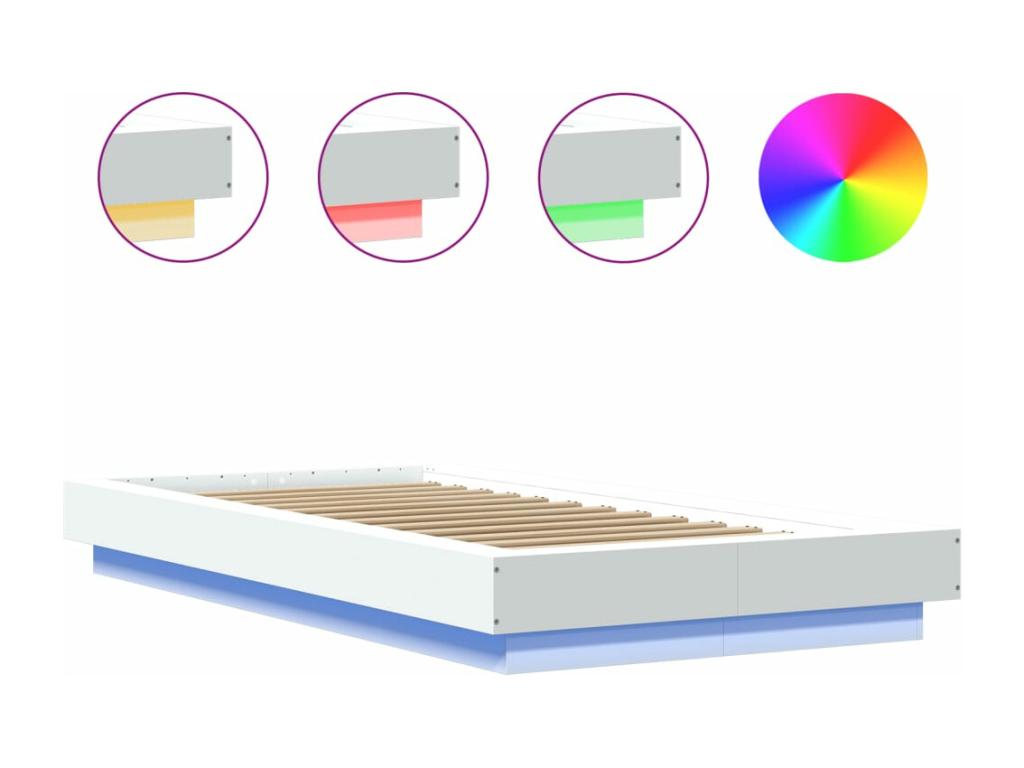 Cadre de lit avec Artvivrestoreères LED blanc 100x200 bois ingénierie 54948KDRN