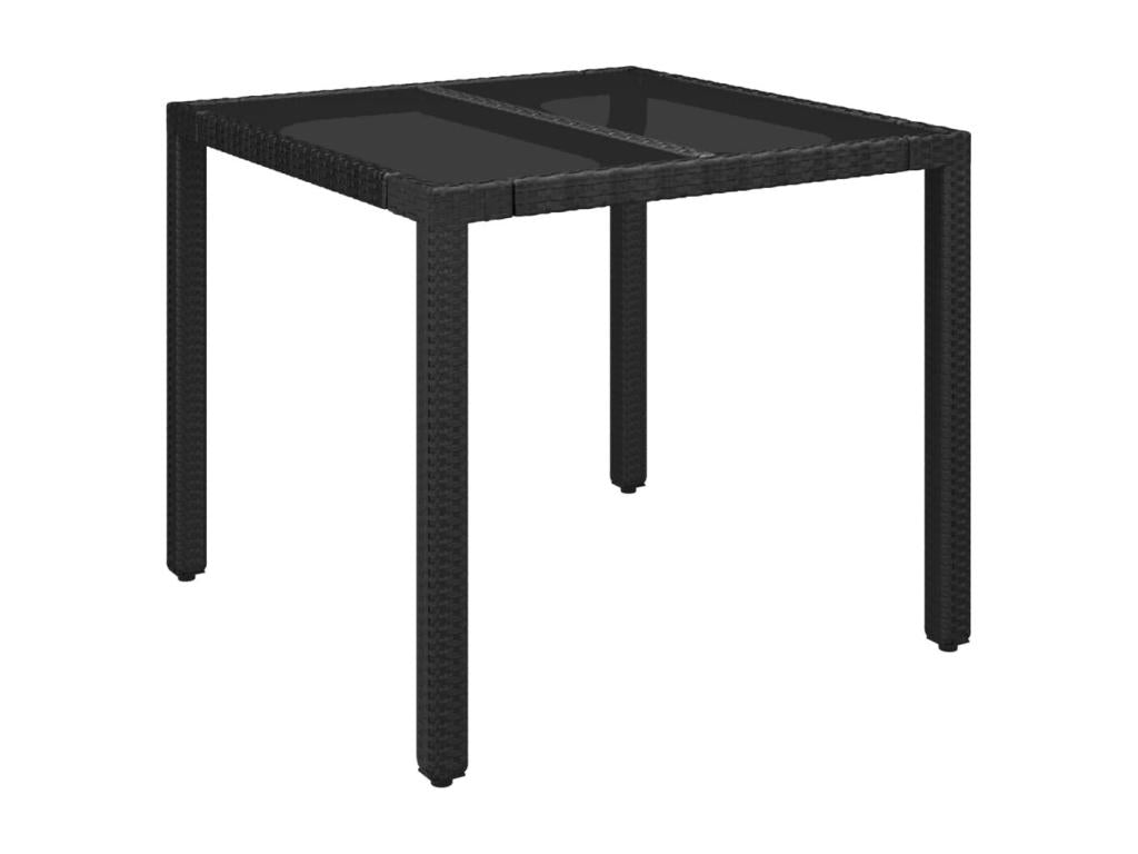 Table de jardin dessus en verre Noir 90x90x75 cm Résine tressée 25999SOFT