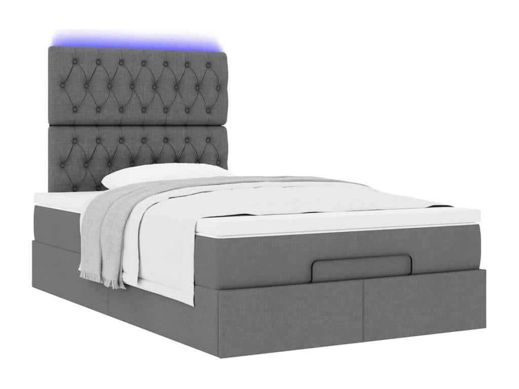 Cadre de lit ottoman avec matelas gris foncé 120x190 cm tissu 94224ZSNP