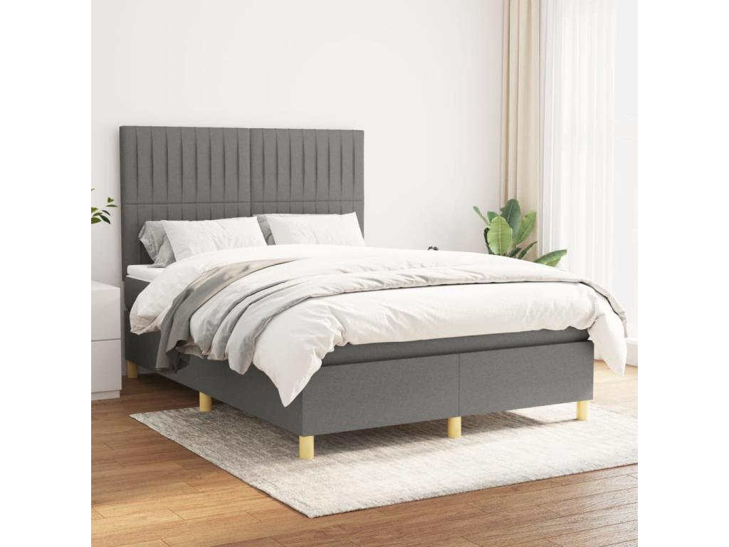 Lit à sommier tapissier avec matelas Gris foncé 140x200cm Tissu 40033PYWM