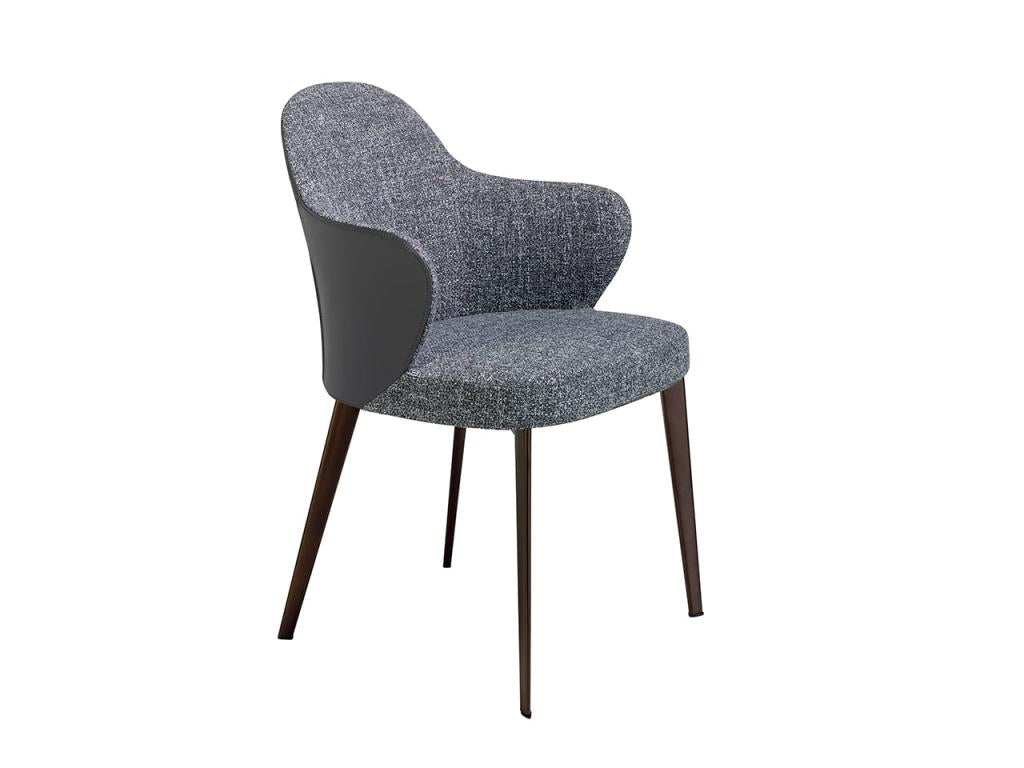 Chaise de salle à manger en tissu et simili cuir écologique avec pieds en acier brun 4102 Artvivrestore 83302HCXJ