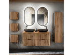 Ensemble meuble double vasque 120cm colonne et 3 armoires murales Artvivrestore Bois et Noir - Vasque Noir 93843MZBS
