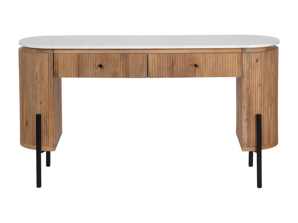 Bureau 2 tiroirs plateau marbre blanc - Manguier Kfir II 57248ZTJN
