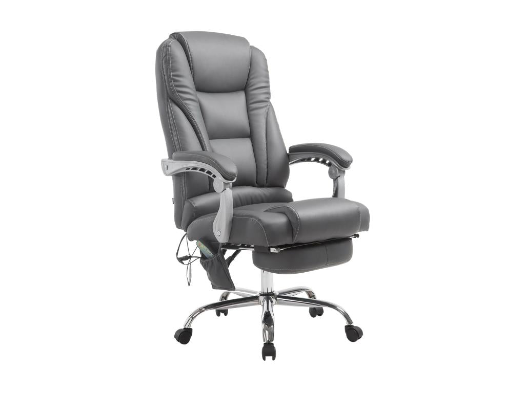 Chaise de bureau - Similicuir / Métal chromé - Gris - Calmetop 43445OPVP