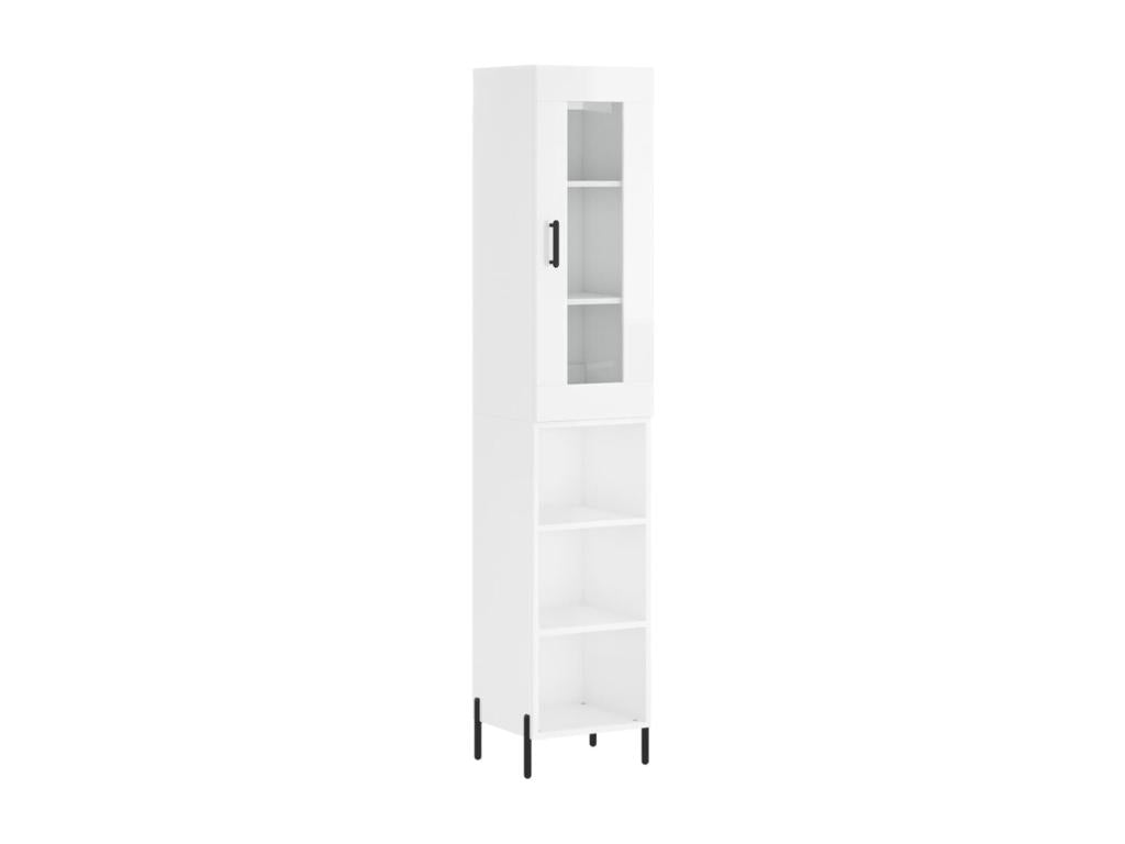 Buffet haut Blanc brillant 34,5x34x180 cm Bois d'ingénierie 99325JIMY