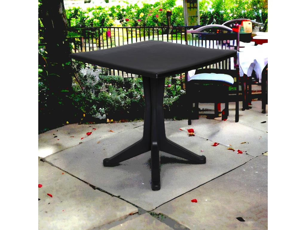 Table d'extérieur Artvivrestore Étagère carrée fixe Table de jardin polyvalente Made in Italy 70x70h72 cm Anthracite 72060PCXZ