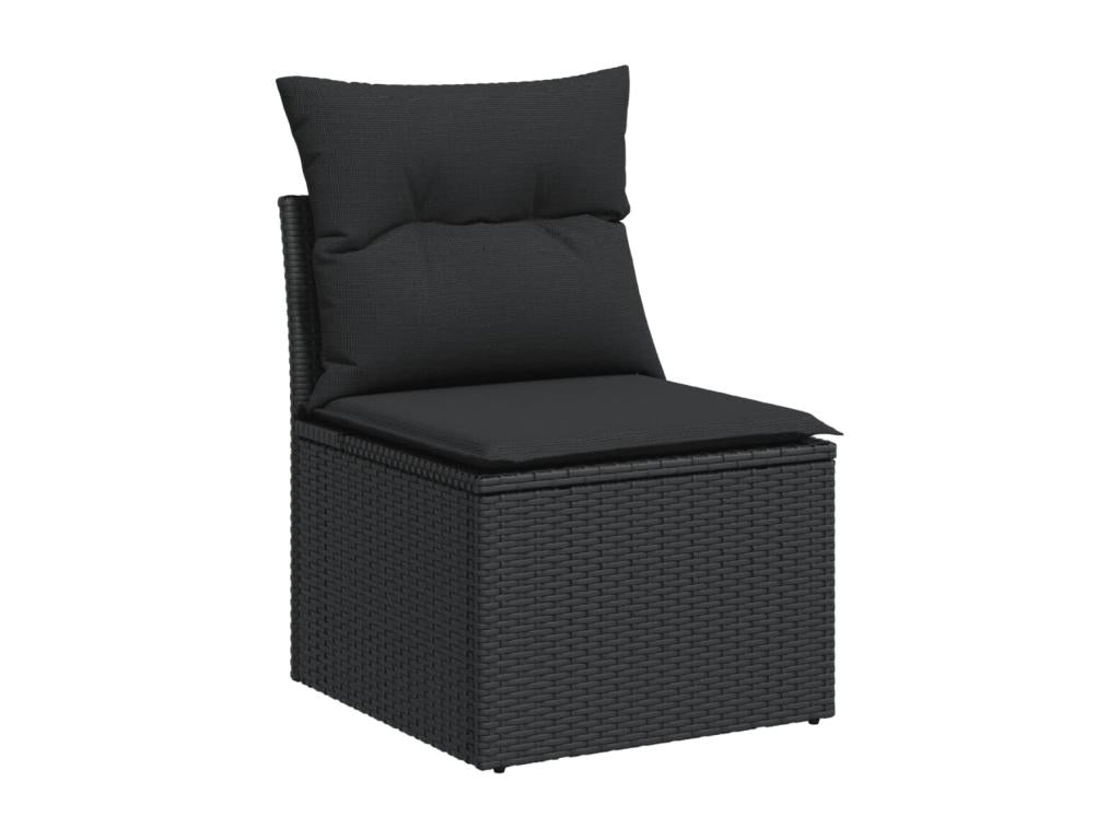 Salon de jardin 7 pièces avec coussins noir résine tressée 00781VELA
