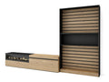 Ensemble Meuble TV 310x186x35cm Pour les TV jusqu'à 80 Cheminée électrique Chêne et noir 65795NTPS