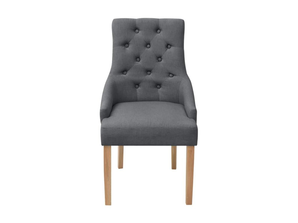 Chaises à manger lot de 2 gris foncé tissu 60498ZIUW