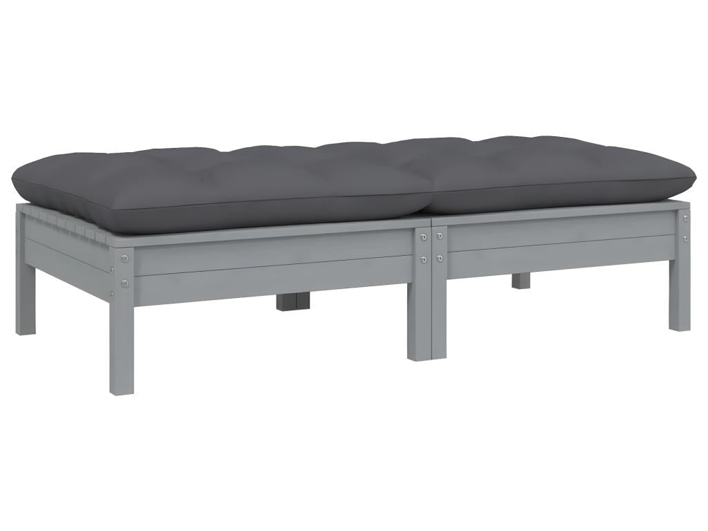 Canapé 2 places de jardin et coussins Gris Bois de pin solide 34158NLXR