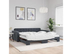 Lit de jour et gigogne et matelas gris foncé 100x200 cm velours 67066UJPF