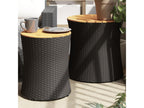Tables d'appoint de jardin 2 pcs dessus en bois noir poly rotin 70085GBDQ