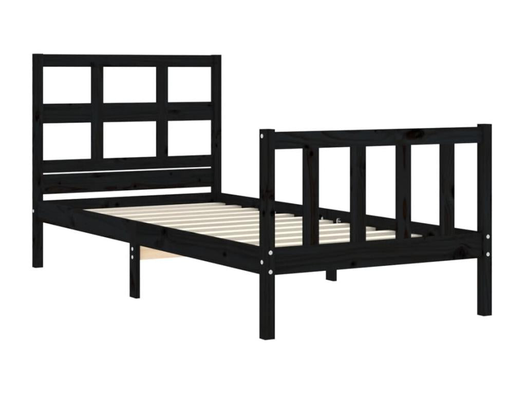 Cadre de lit sans matelas noir bois de pin massif 28037VXXU