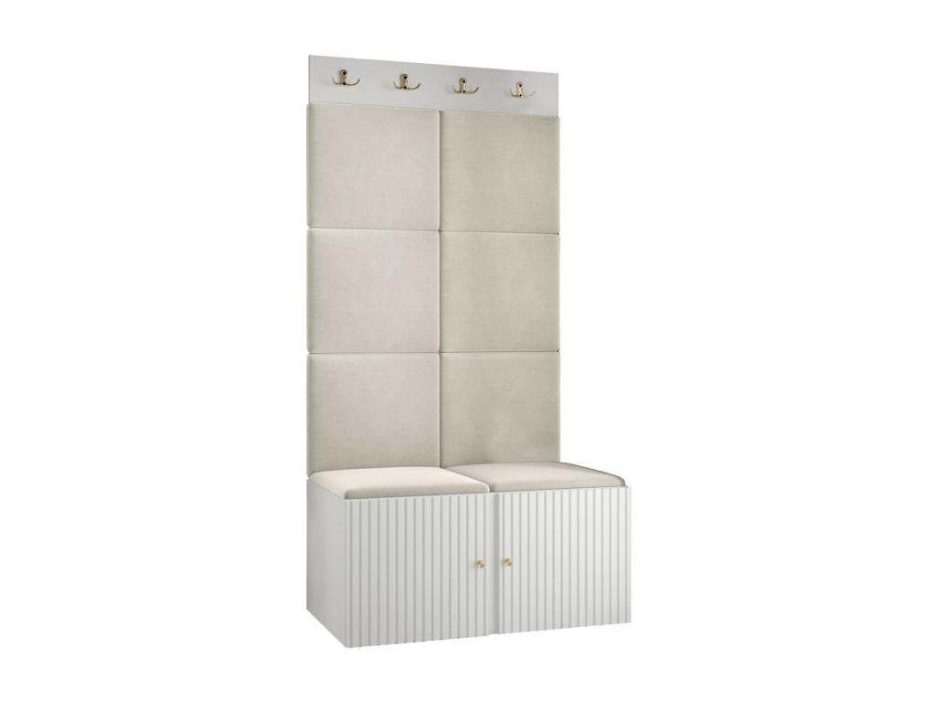 Meuble d'entrée Artvivrestore 383 186x84x46cm Blanc - Brun clair MDF - Stratifié - Tapisserie 85389GFJD