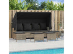 Salon de jardin 5 pièces avec coussins gris résine tressée 42812UZMQ