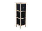Meuble de rangement en Bois Noir et Naturel avec 1 Tiroir et 2 Paniers H 77 cm 54232BMUY
