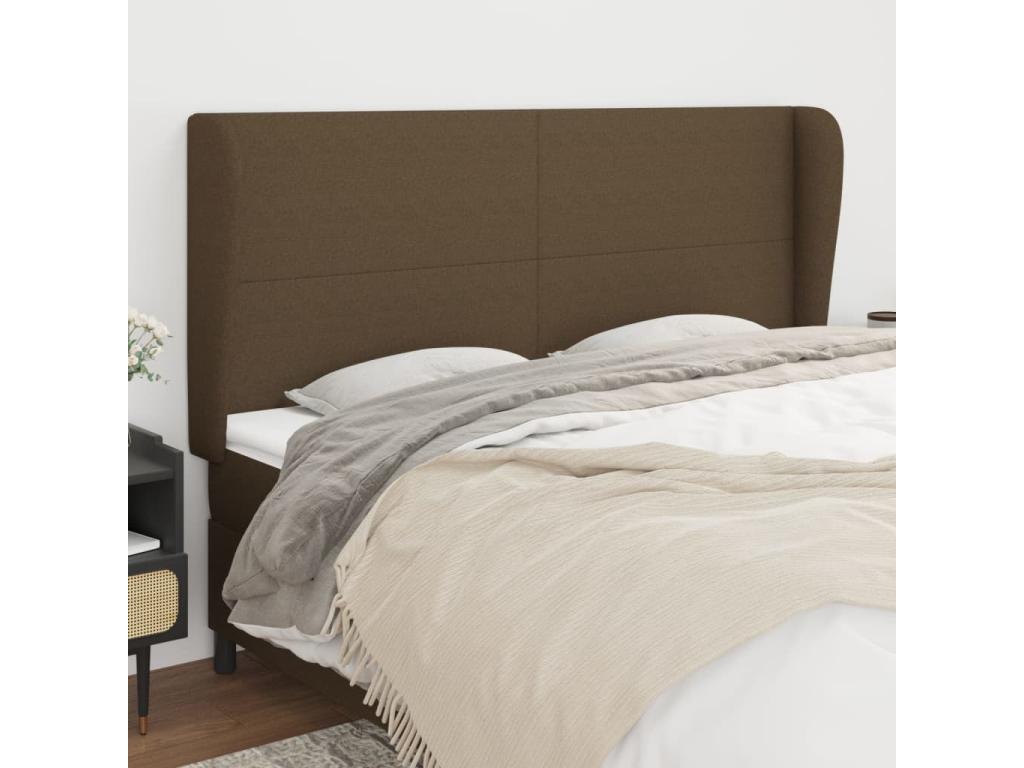 Tête de lit avec oreilles Marron foncé 183x23x118/128 cm Tissu 41057KWNB