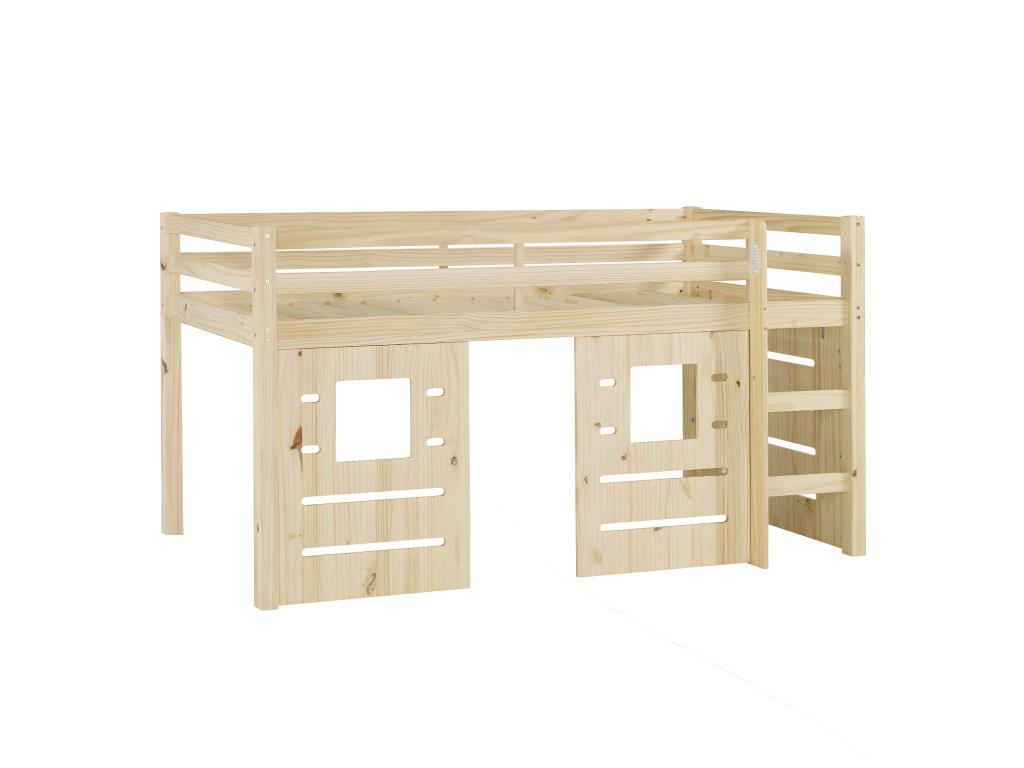 Pack lit mi-hauteur avec matelas 90x200 cm bois massif bois naturel Calmetop 88013QKMP