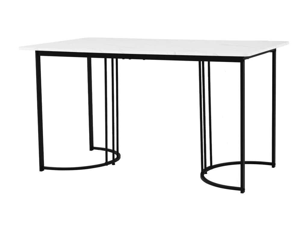 Table de salle à manger 140x80cm Table rectangulaire piétement métallique pour salle à manger salon Noir 81242OCCB
