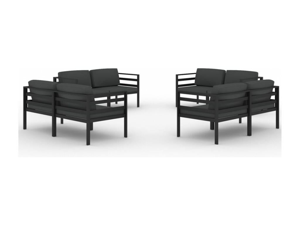 Salon de jardin 8 pcs avec coussins Aluminium Anthracite 87569MUJO