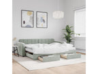 Lit de jour avec gigogne et tiroirs gris clair 90x190cm velours 74460QKVW