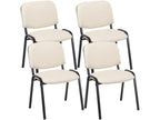 Lot de 4 Chaise de conférence - Similicuir / Métal noir mat - Crème - Artvivrestore 01876TSXL
