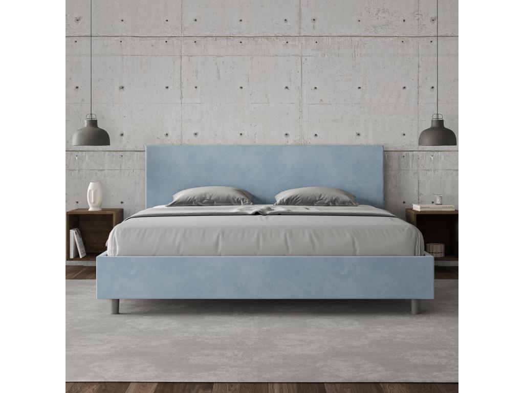 Lit coffre rembourré 180x210 microfibre bleu clair Artvivrestore 20533DIEX
