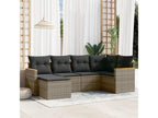 Salon de jardin 6 pièces avec coussins gris résine tressée 95525ZWDE