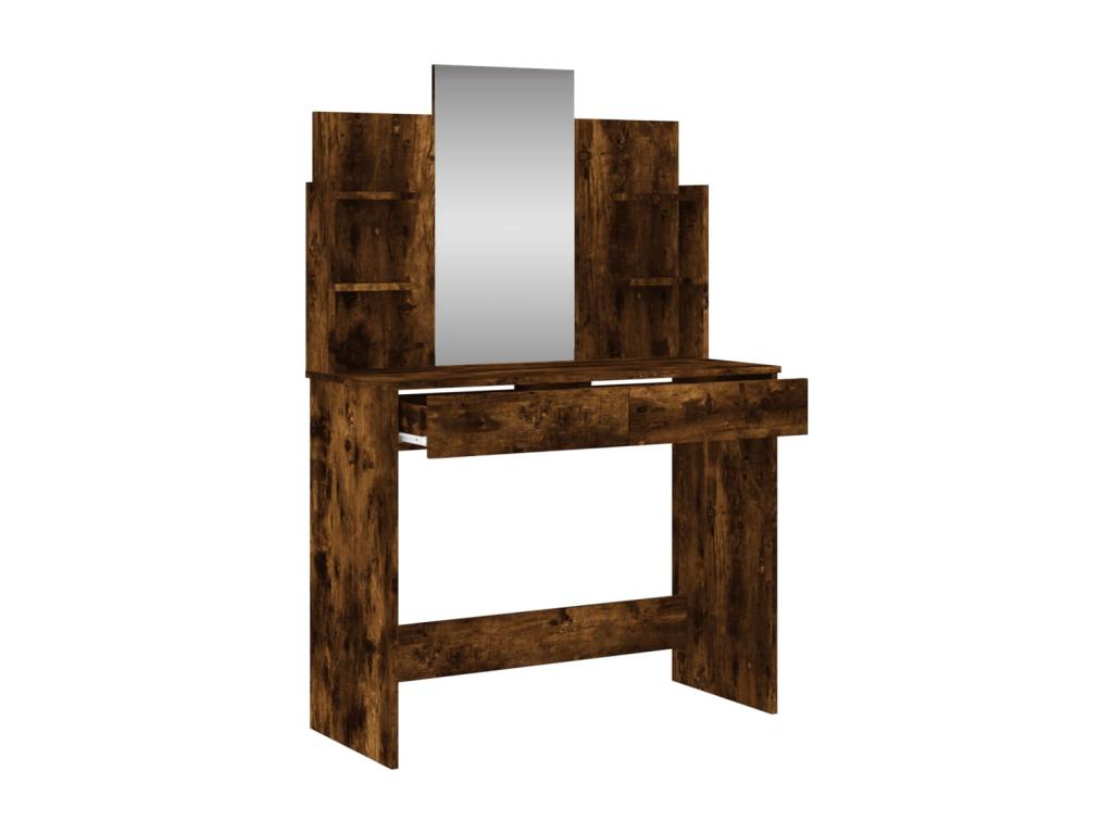Coiffeuse avec miroir chêne fumé 96x39x142 cm 56675XMKI