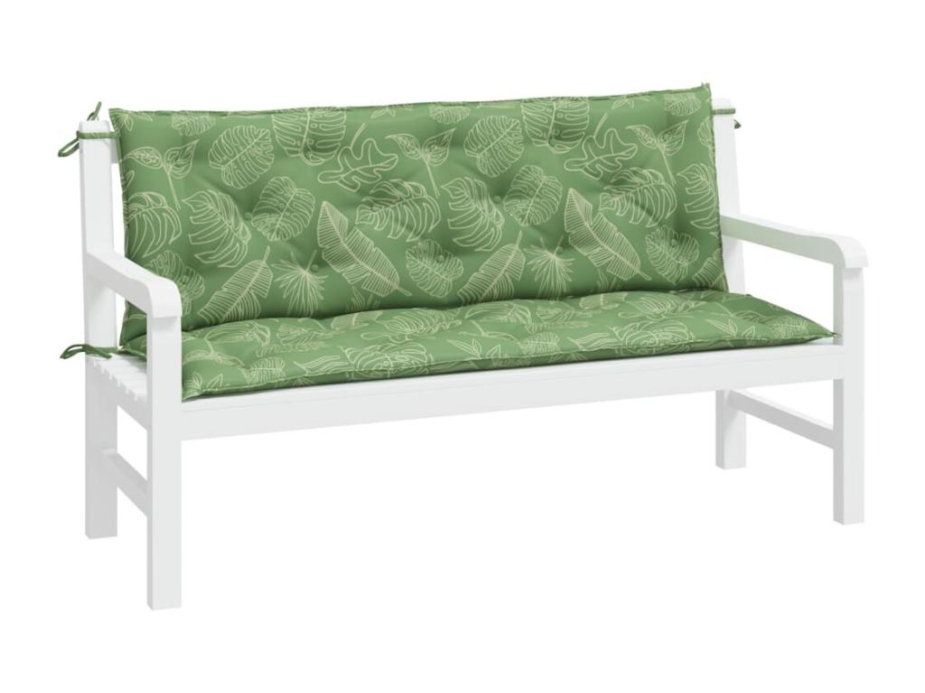 Coussins de banc de jardin lot de 2 motif de feuilles tissu 98218IYGO
