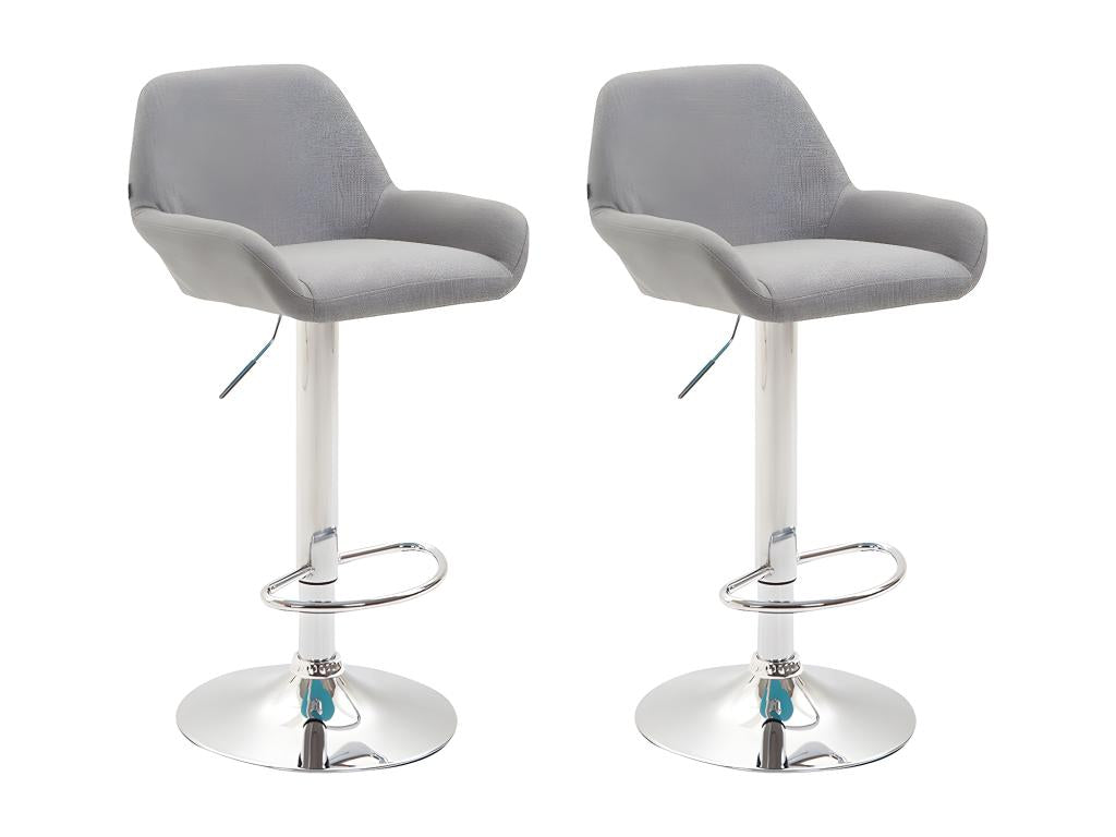 Lot de 2 Tabourets de bar - Tissu / Métal chromé - Gris - Nidchicshop 43924UGOS