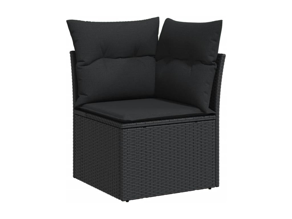 Salon de jardin 6 pièces avec coussins noir résine tressée 42225CEVP