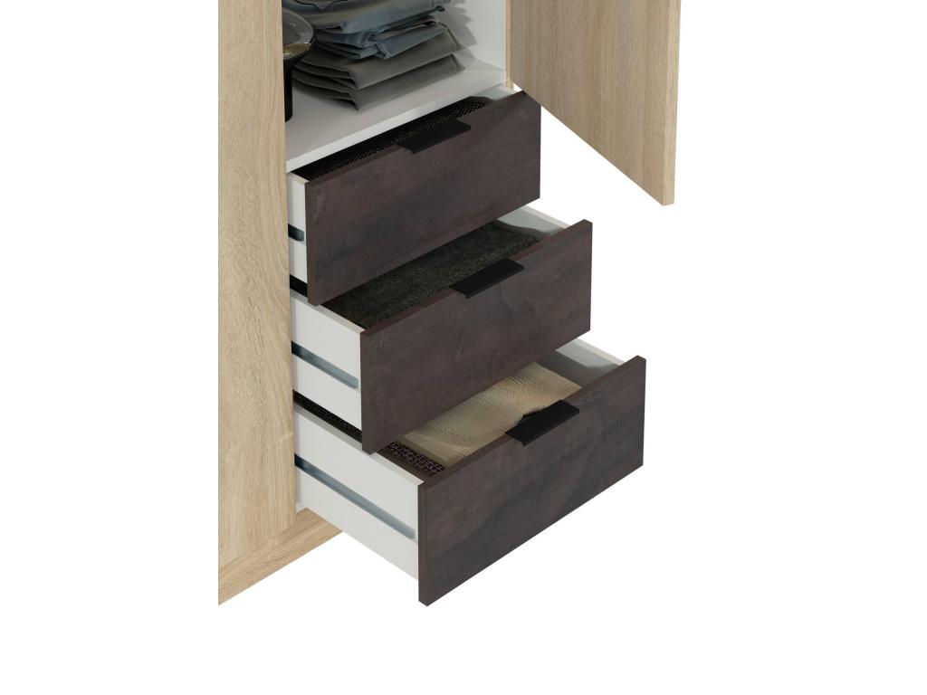 Armoire Artvivrestore Armoire de chambre avec 3 portes et 3 tiroirs Armoire avec penderie et 3 étagères 121x52h180 cm Chêne et Artvivrestore 22458SZIM