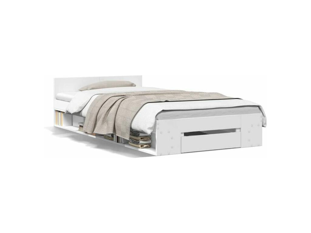 Cadre de lit avec tiroir blanc 90x190 bois d'ingénierie 47389OZBW