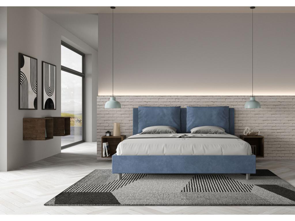 Lit coffre rembourré 180x190 microfibre bleu Calmetop 37770DWMJ