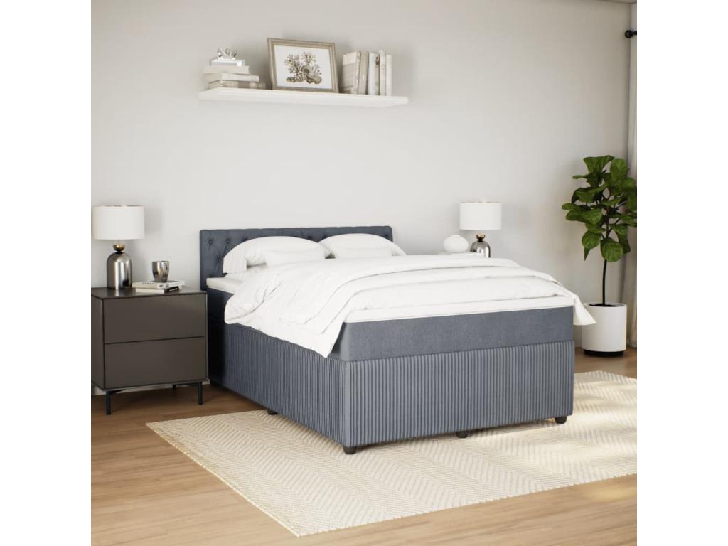 Sommier à Calmetop de lit et matelas Gris foncé 140x200cm Velours 93198YMQP