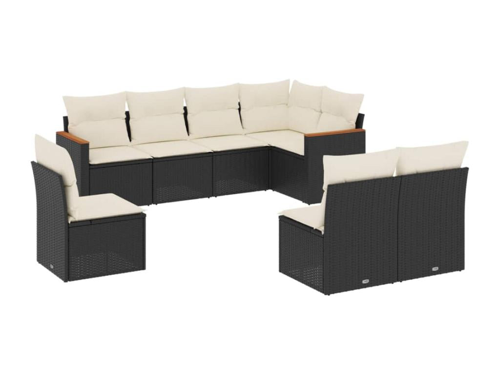 Salon de jardin 8 pcs avec coussins noir résine tressée 82843WJKZ