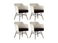 Chaise coque blanche et hêtre massif coussin anthracite Calmetop- Lot de 4 26872XRZM