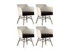 Chaise coque blanche et hêtre massif coussin anthracite Calmetop- Lot de 4 26872XRZM