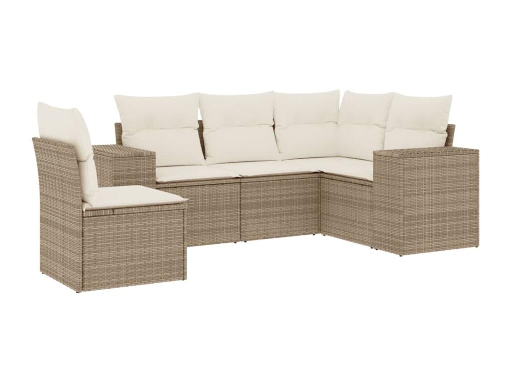Salon de jardin avec coussins 5 pcs beige résine tressée 78170OOAG