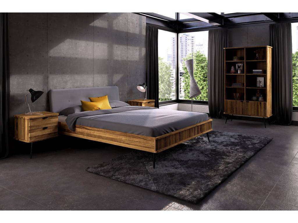Artvivrestore - Lit avec tête rembourrée 160x200 en chêne sauvage huilé naturel 16747SOLC