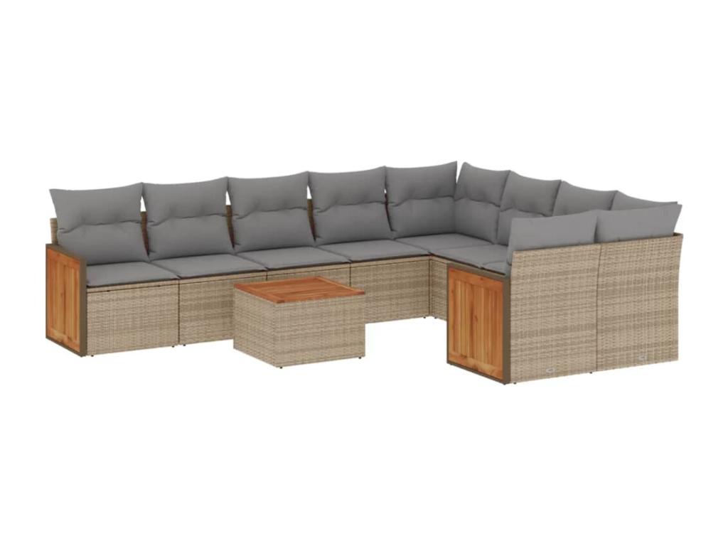 Salon de jardin avec coussins 10 pièces beige résine tressée 00861JCYT