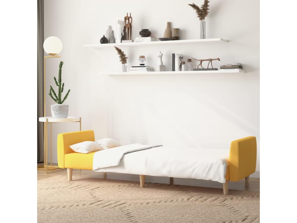 Canapé-lit à 2 places jaune tissu 33804URBR