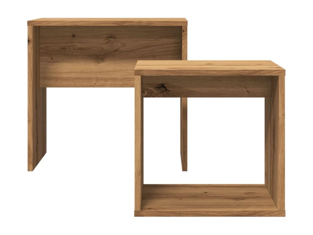 Tables basses gigognes 2 pièces chêne artisanal bois d'ingénierie 29427SZQK