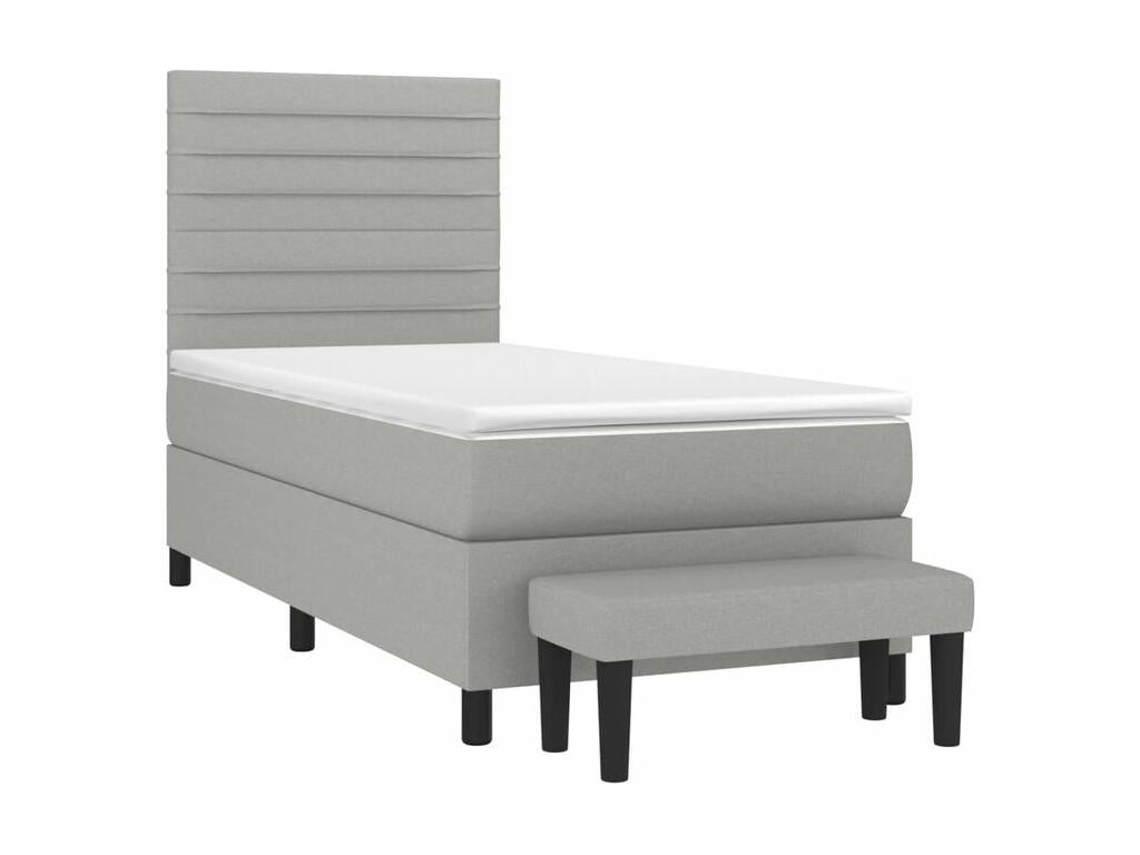 Sommier à Calmetop de lit et matelas Gris clair 90x190 Tissu 65555SRKI