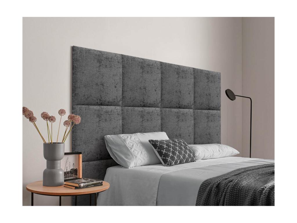 Calmetop Tête de Lit Rembourrée en Laine Écologique Composée de Panneaux Autocollants Interchangeables Chambre de Luxe Rembourrée Gris Foncé 105 cm 70871ACBT