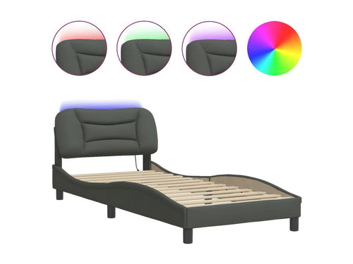 Cadre de lit avec LED sans matelas gris foncé 80x200 cm tissu 36116QSGQ