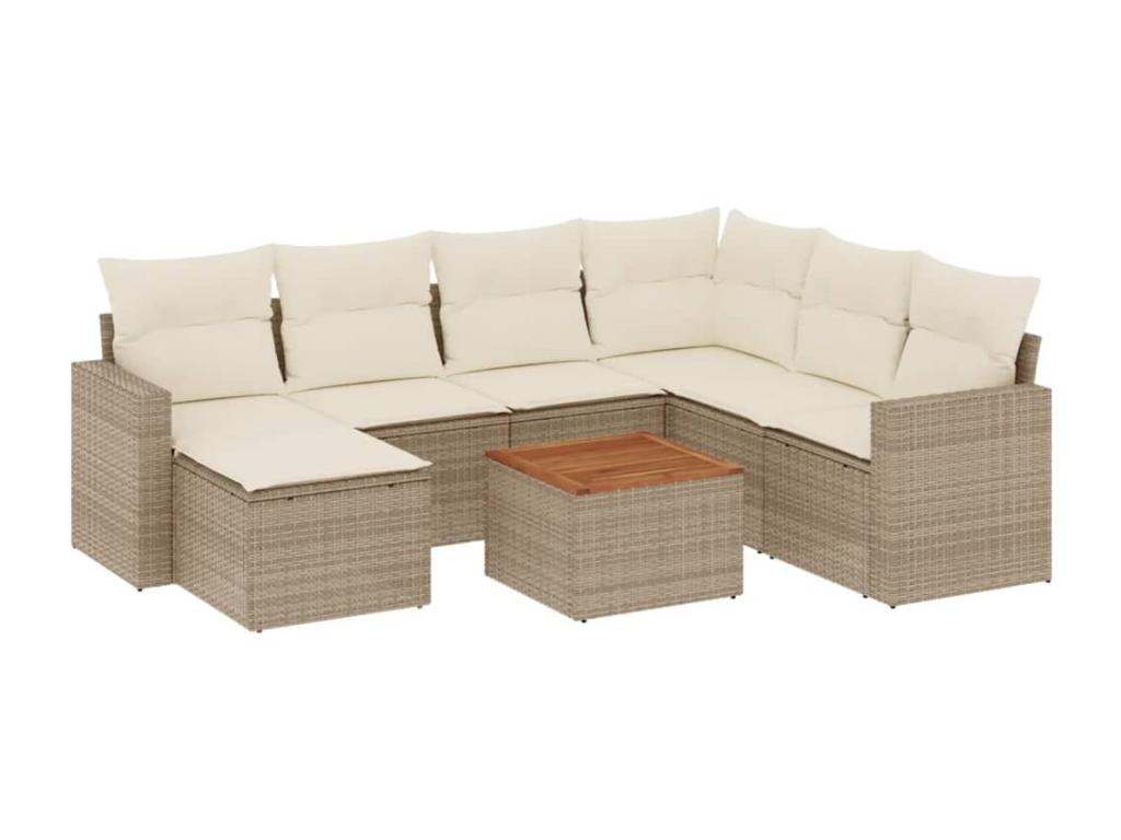 Salon de jardin avec coussins 8 pièces beige résine tressée 84580PFHI
