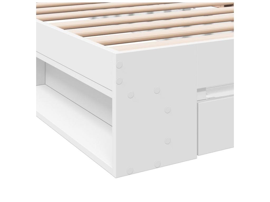 Cadre de lit avec tiroir blanc 90x190 bois d'ingénierie 47389OZBW